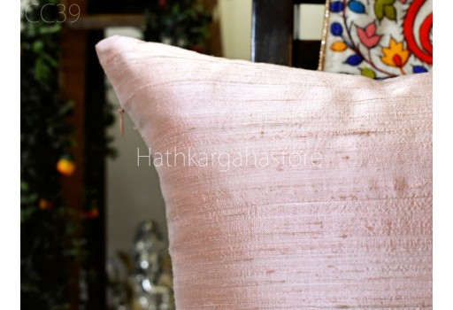 Pink Dupioni Silk Cushion Cover Handmade Throw Pillow Decorative Home Decor Pure Silk Pillow Cover House Warming Bridal Shower Wedding Gift