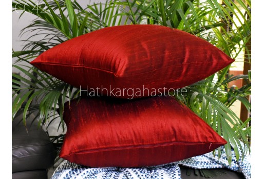 Maroon Dupioni Silk Cushion Cover Handmade Throw Pillow Decorative Home Decor Pure Silk Pillowcase House Warming Bridal Shower Wedding Gift