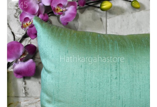 Green Dupioni Pure Silk Cushion Cover Handmade Throw Pillow Decorative Home Décor Silk Pillowcase House Warming Bridal Shower Wedding Gift