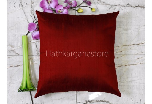 Indian Burgundy Pure Dupioni Silk Cushion Cover Customize Handmade Throw Pillow Home Decor Silk Pillowcase House Warming Bridal Shower Wedding Gift