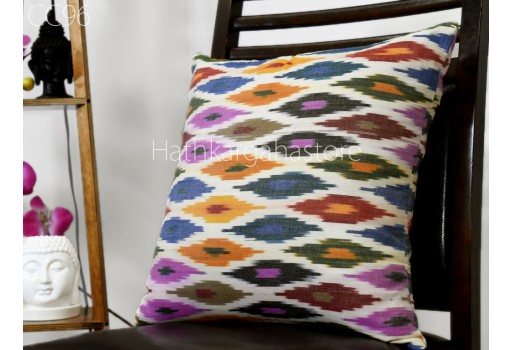 Indian Hand woven Ikat Cushion Cover Customized Decorative Cotton Throw Pillow Double Side Cover House Warming Bridal Shower Wedding Gift Home Décor