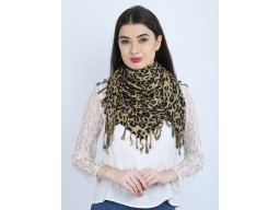 Black Brown Scarf Animal Print Head Cowl Neck Wrap Indian Bandana Headscarf Women Scarves Gift for Her Girlfriend Christmas Square Stoles