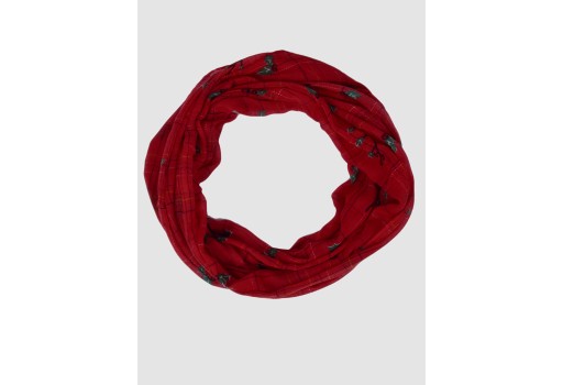 Red infinity scarf by 1 pieces cowl neck wrap indian bohemian beautiful floral printed polyester stoles women circle and spring in summer fall in autumn gift mom girlfriend christmas birthday loop scarves head wrap for ladies