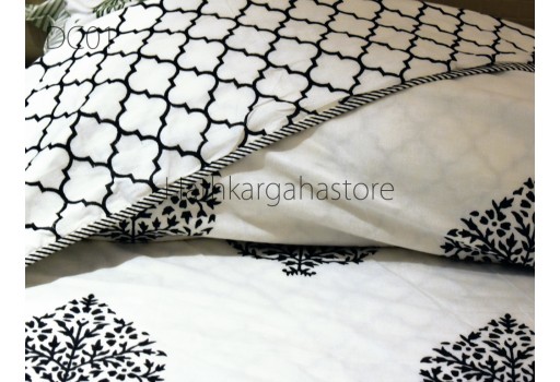 Boho Blocks Floral Print Cotton Quilt Bedding Comforter Quilt,Dohars Indian Throw Handmade Blanket Reversible Quilt Bedspread Home Decor