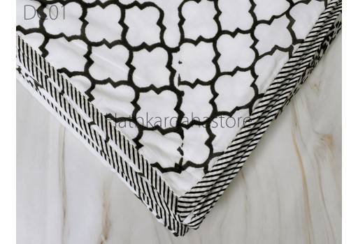 Boho Blocks Floral Print Cotton Quilt Bedding Comforter Quilt,Dohars Indian Throw Handmade Blanket Reversible Quilt Bedspread Home Decor