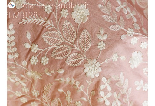 Indian Embroidered Cotton Fabric by the Yard Embroidery Sewing DIY Crafting Summer Women Dresses Costumes Doll Bag Home Decor Curtain Table Runner Furnishing Fabric