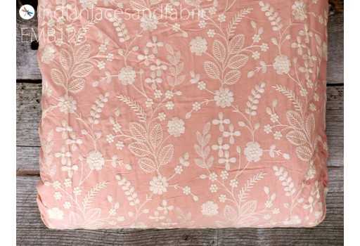 Indian Embroidered Cotton Fabric by the Yard Embroidery Sewing DIY Crafting Summer Women Dresses Costumes Doll Bag Home Decor Curtain Table Runner Furnishing Fabric