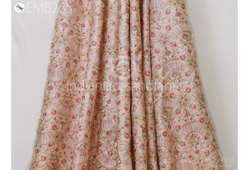 Pink Embroidered Fabric by the yard Sewing DIY Crafting Indian Embroidery Wedding Dress Bridal Costumes Dolls Bags Cushion Covers Table Runners Blouses