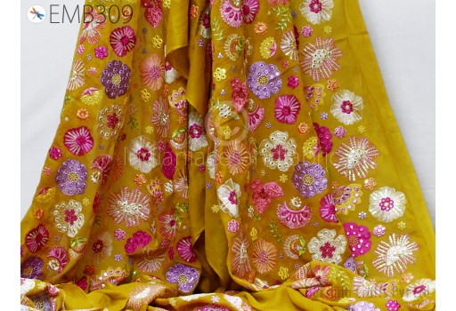 Wedding Costumes Saree Making Georgette Embroidery Fabric by the Yard Sewing DIY Crafting Summer Women Dress Material Drapery