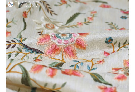 Peach Indian Embroidered by the yard Fabric Sewing DIY Crafting Embroidery Wedding Dresses Fabric Costumes Dolls Bags Cushion Covers Table Runners
