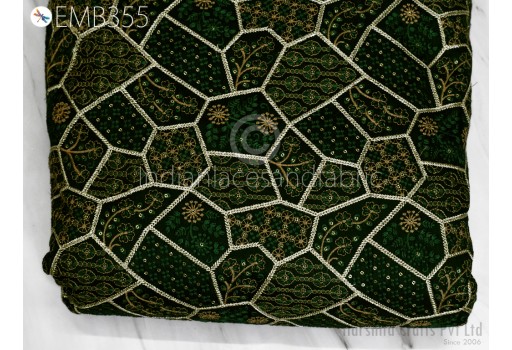 Wedding Costumes Making Bottle Green Fabric by the yard Sewing DIY Crafting Indian Embroidery Dress Blouses Dolls Bags Cushion Covers Table Runners Fabric