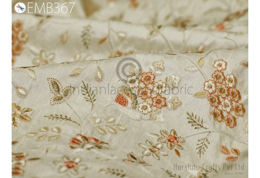 Bridal Costume Blouses Making Ivory Embroidered Fabric by the yard Sewing Crafting Embroidery Wedding Dress Cushions Indian Clothing Fabric