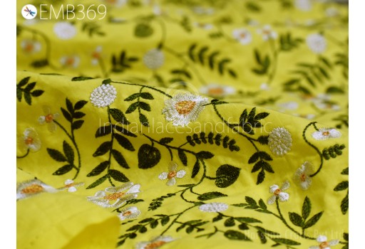 Indian Embroidered Cambric Cotton Fabric by the Yard Embroidery Summer Dresses Bridal Costumes Cushions Table Runner Sewing Crafting Fabric