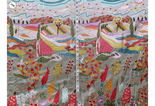 52'' Multicolor Embroidered Fabric by the Yard Georgette Embroidery Sewing Curtain Crafting Women Dresses Material Drapery Home Décor Fabric