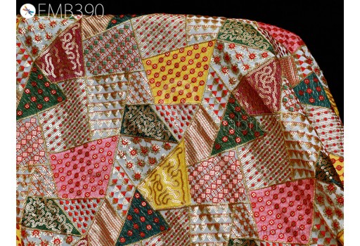 Indian Sequins Georgette Embroidery Fabric by Yard Embroidered Sewing Kids Crafting Summer Dresses Costumes Material Drapery Home Décor Fabric