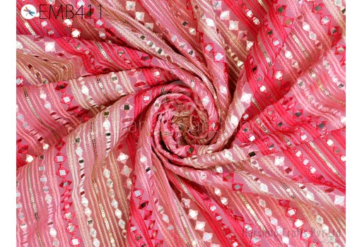 Sewing Crafting Indian Embroidery Clothing Fabric by the Yard Embroidered Georgette Summer Women Dress Material Drapery Home Decor