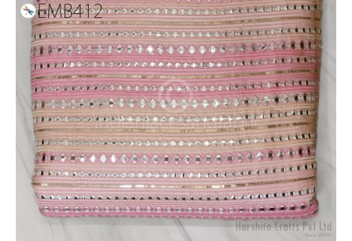 Indian Sequins Georgette Embroidered Fabric by the Yard Embroidery Sewing Curtain Kids Crafting Wedding Women Dress Material Drapery Fabric