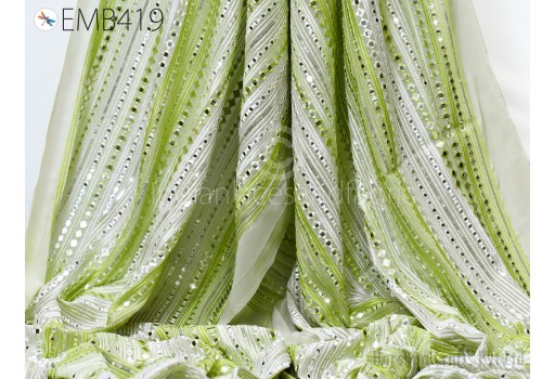 Indian Wedding Dresses Embroidery Georgette Fabric by the Yard Wedding Skirts Sewing Crafting Summer Women Costumes Fabric Collection