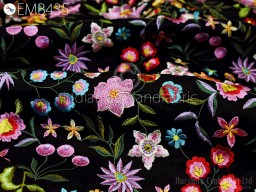 Indian Embroidery Fabric by the yard Sewing Crafting Embroidered Wedding Dresses Fabric Costumes Dolls Bags Cushion Covers Table Runners