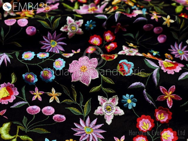 Indian Embroidery Fabric by the yard Sewing Crafting Embroidered Wedding Dresses Fabric Costumes Dolls Bags Cushion Covers Table Runners