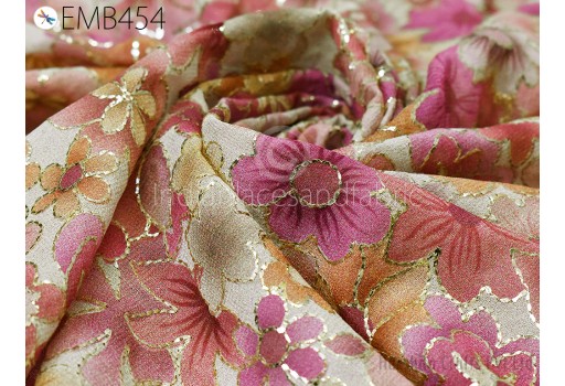 Indian Mauve Georgette Embroidery Fabric by the Yard Sewing Curtain DIY Crafting Summer Women Dress Material Drapery Home Decor