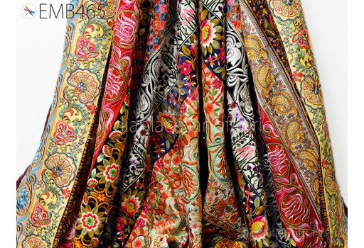 1.5 Meter Boho Multi Color Assorted Embroidered Fabric Remnants Saree Border Indian Sari Trims Remnant for DIY Crafting Junk Journal Sewing Embroidery