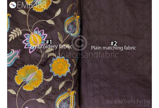 Mauve Embroidered Fabric by the yard Sewing DIY Crafting Indian Embroidery Wedding Dresses Costumes Dolls Tote Bags Table Runners Blouses
