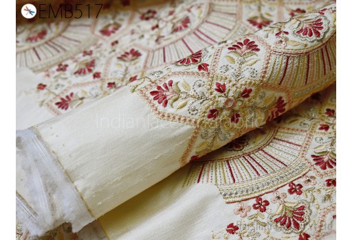 Wedding Dress Costumes Embroidered Fabric Sewing DIY Crafting by the yard Indian Embroidery Dolls Bags Cushion Covers