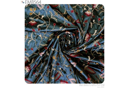 80gsm Grey Mulberry Silk Embroidered Fabric by the yard Indian Embroidery Fabric Silk Scarf Curtain Costumes Apparel Wedding Dress Material Gift