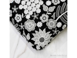 Black Heavy Embroidery Viscose Dupioni Fabric by the Yard Sewing Crafting Wedding Dresses Costumes Dolls Bags Cushion Covers Table Runners Upholstery