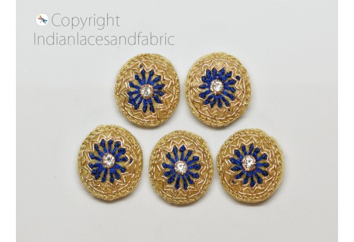 Handcrafted Indian Embroidered Fancy Hand Embroidery Button Fabric Cloth Covered Embellishment Crafting Sewing 12 Pieces Zardozi Button