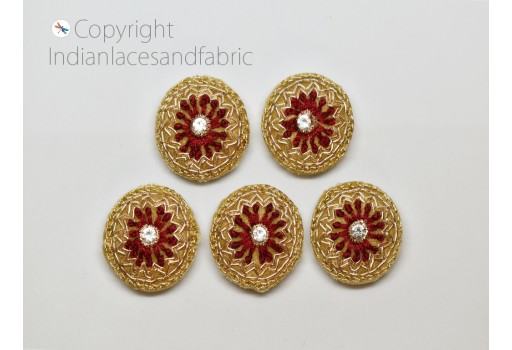 Handcrafted Indian Embroidered Fancy Hand Embroidery Button Fabric Cloth Covered Embellishment Crafting Sewing 12 Pieces Zardozi Button