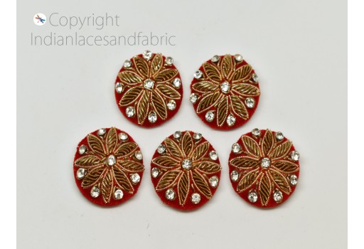 12 Pieces Zardozi Button Handcrafted Decorative Indian Embroidered Fancy Hand Embroidery Fabric Cloth Covered Crafting Sewing Embellishment