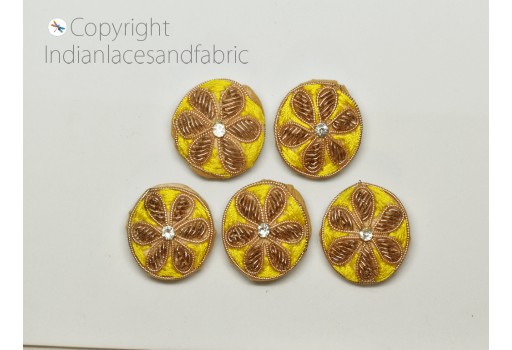 12 Pieces Buttons Zardozi Handcrafted Embellishment Indian Embroidered Fancy Hand Embroidery Fabric Cloth Covered Crafting Sewing Decorative Button
