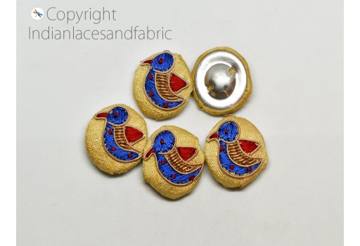 Embroidered Handcrafted Indian Zardozi Embroidery Decorative Button Fabric Cloth Covered Embellishment Crafting Sewing 12 Pieces Buttons