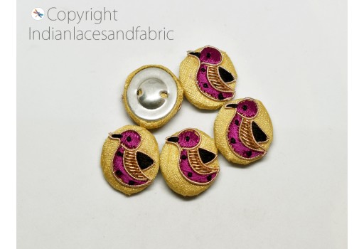 Embroidered Handcrafted Indian Zardozi Embroidery Decorative Button Fabric Cloth Covered Embellishment Crafting Sewing 12 Pieces Buttons