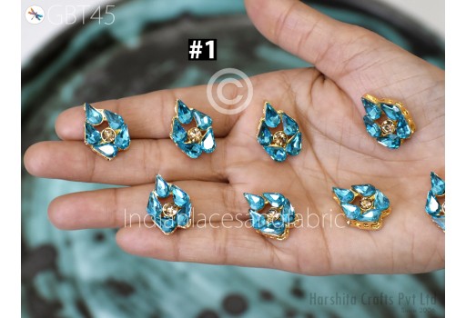 6 Pc Rhinestone Button Fancy Metal button for Flower Centers buttons without shank Indian Decorative Wedding Dress Crafting Embellishment
