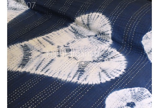 Indian Shibori Kantha Quilt Bedspread Throw Tie Dye Handmade Reversible Cotton Quilted Blanket Gudari Queen Bedcover Bohemian Home Décor Vintages Sheets