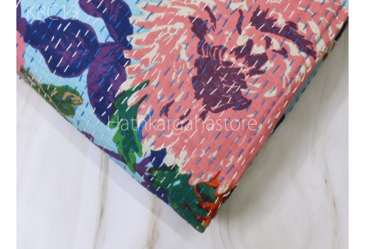 Kantha Quilt Bedspread Throw Handmade Reversible Cotton Floral Print Quilted Blanket Hippie Gudari Queen Bedcover Bohemian Home Décor Designer Bedding Duvet Quilts
