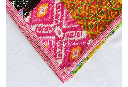 Indian Patchwork Kantha Quilt Bedspread Bedcover Throw Handmade Reversible Cotton Quilted Blanket Hippie Gudari Twin Bohemian Home Decor