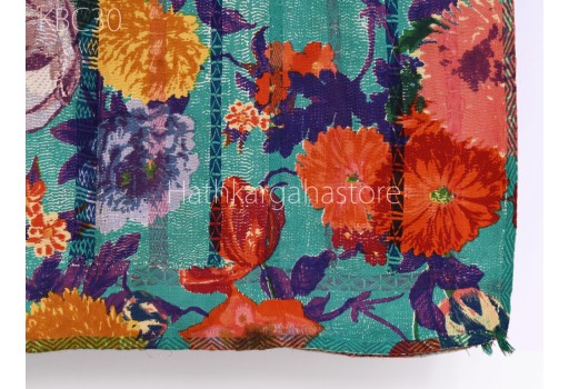 Vintage Recycled Kantha Quilt Bedspread Bedcover Throw Bed Spread Reversible Cotton Indian Handmade Blanket Bohemian Home Decor Tapestry