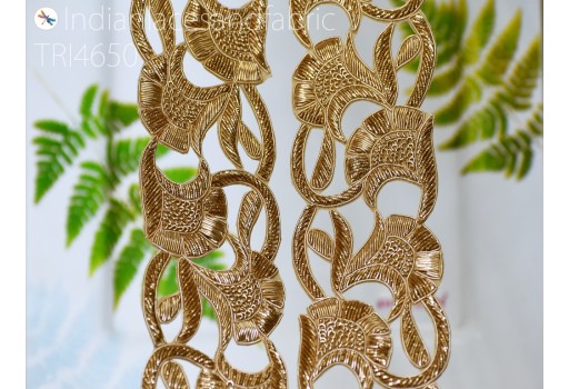 9 Yard Zardozi Trims Home Décor Sari Border Wedding Gown Decorative Gold Crafting Ribbon Handcrafted Indian Embellishment Garment Bridal Dresses Making Clothing Lace