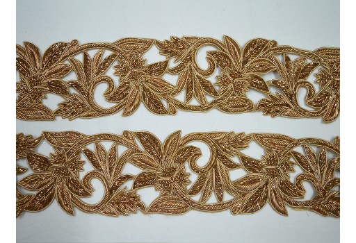 Decorative gold beaded trim wedding gown bridal belt ribbon by the yard Indian costume crafting sewing sari border accessories trimmings home décor party wear dupatta tape