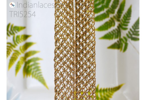 Kundan Zardosi Gold Trim by 3 Yard DIY Crafting Embellishments Kundan Zardozi Tape Sewing Bridal Belt Sash for Wedding Dress Sari Indian Decorative Saree Border