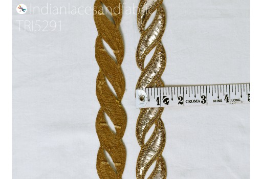 9 Yard Wholesale exclusive metallic thread embroidered trim for dupatta decorative crafting zardozi gold saree border handcrafted laces wedding and bridesmaid dresses organza fabric clothing garment accessories,