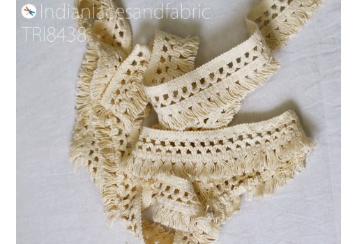 9 Yard Cotton Fringe Trim Tassels Lace Fringed Upholstery Home Decor Scarves Decorative Costume DIY Crafting Sewing Dyeable Trimmings