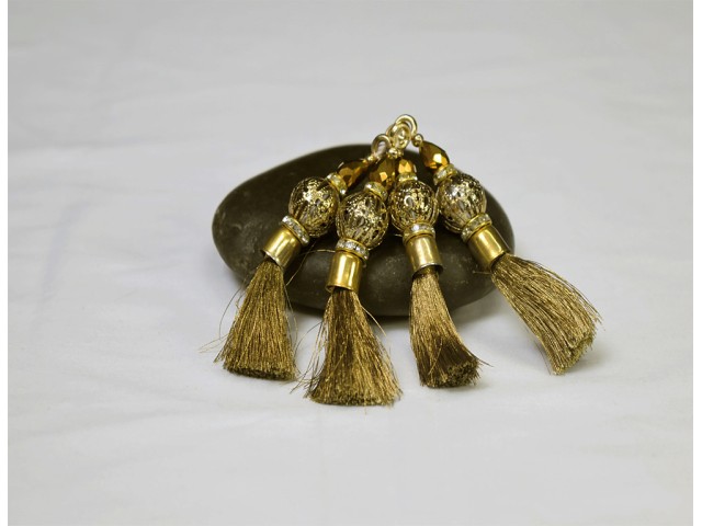 4 Pc Decorative Gold Tassels Beaded Indian Wedding Lehenga Latkan Embellishment Saree Blouse DIY Crafting Home Decor Dupatta Accessories