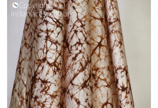 Brown Indian soft batik print pure silk fabric by the yard wedding dresses bridesmaids costumes party dresses pillows covers drapery hair binding scarf saree making fabric