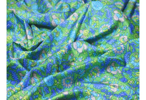 Green Indian Soft Pure Printed Silk Saree Fabric by the yard Wedding Dress Bridesmaids Costumes Party Dresses Pillows Cushion Covers Drapery Valance Table Runner
