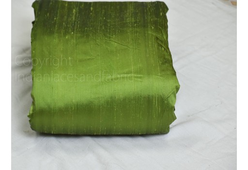 Olive Green Pure Dupioni Fabric Raw Silk by the Yard Indian Wedding Dresses Pillowcases Drapery Blouses Curtains Cushions Costumes Sewing Home Decor Furnishing Table Runner